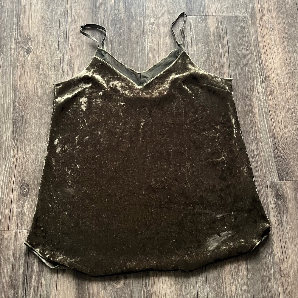 Velour Olive Green V-Neck Camisole Sz S